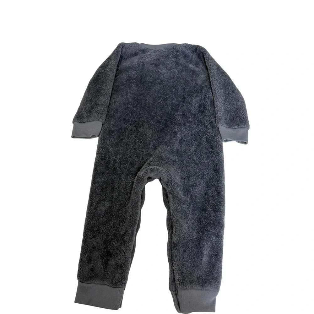 Carters Baby Boy 18M Sherpa Fleece Dog Face Jumpsuit Sleeper Gray Slate Blue